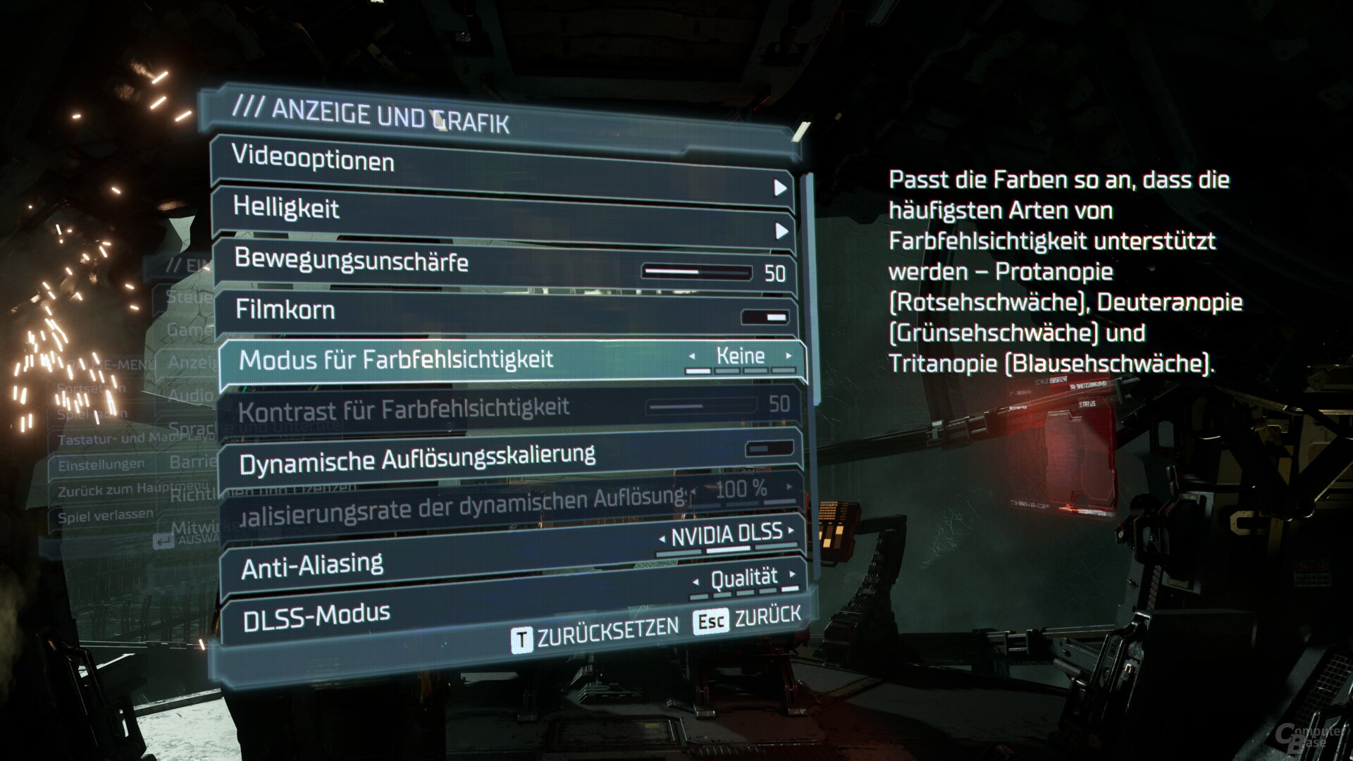 Das Grafikmenü vom Dead Space Remake