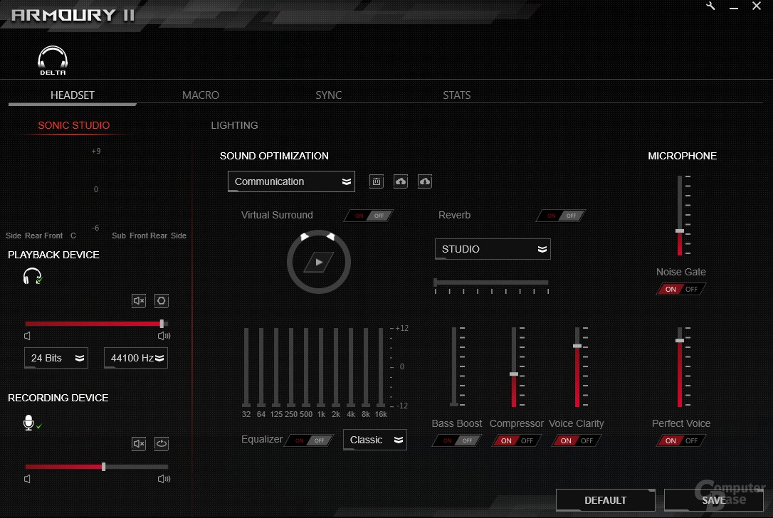 Amoury II bietet viele Einstellungen für das Rog Delta von Asus